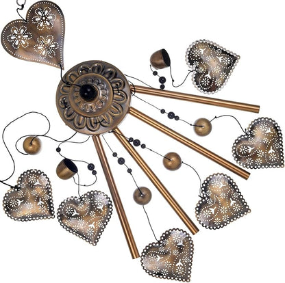 Heart Shape Wind Chimes for Garden, Gifts for Mom, Home, Balconies, Rooms, Patio, Indoor, Outdoor Heart Decoration, Hearts Shape Wind Catcher, Bronze Memorial Wind Bells, Hearts Wind Chimes Decor