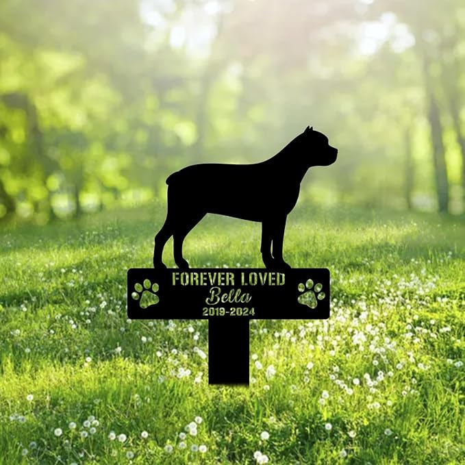 Custom Staffordshire Terrier Metal Memorial Garden Stake Personalized Pet Grave Marker Name Sign Remembrance Stake Decor Sympathy Dog Loss,Outdoor Statues for Yard Garden Lawn Patio Pathway Grave.