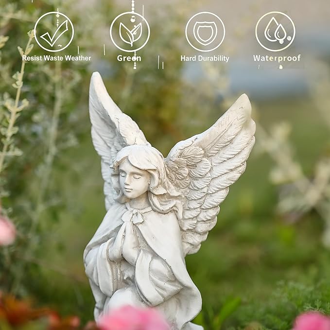 Angel Statues for Garden, 11" Angel Garden Statues Outdoor, Garden Angels Outdoor/Outside Statue, Praying Angel Grave Decorations