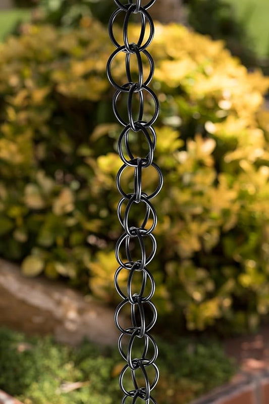 Monarch Rain Chains Aluminum Ring Black Rain Chains for Gutters – 3 ft Extension Black Decorative Rainchain Outdoor Durable Heavy Duty Gutter Chain Downspout, Modern Rainchains for Outside