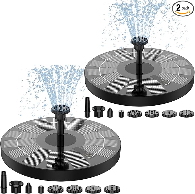 AISITIN 2.5W Solar Fountain for Bird Bath, 2 Pack Solar Water Fountain with 6 Nozzles & 4 Tube Supports, Solar Powered Fountain Pump for Garden, Pond, Pool, Fish Tank, Aquarium Outdoor