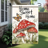Mushroom Garden Flag 12x18 Inch Double Sided Spring Summer Welcome Mushroom Yard Flag Seasonal Farmhouse Decor Garden Lawn Yard Outdoor Decorations