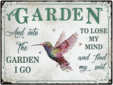 Bnesi Garden Signs for Outside Rustic Garden Home Outdoor Sign Decor Gift for Mothers Day, Grandmas Humming Bird Outside Sign Decoration Welcome Sign Patio Signs and Decor Outdoor (Pink, Plant)