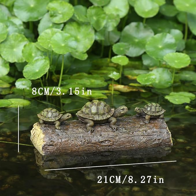 Generic Three Turtle Floating Sculptures - Pond Decoration, Green Resin Turtle Statue, Water Landscape Garden Floating Decoration