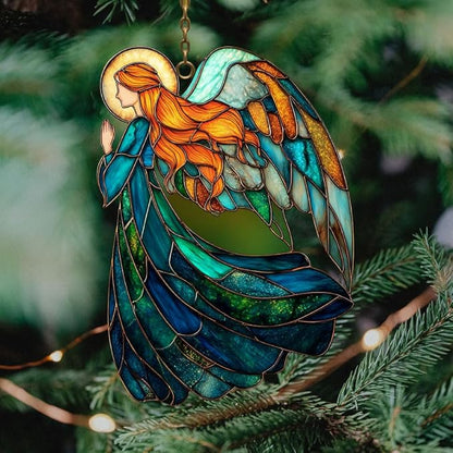 Vivid Angel Mosaic Art Acrylic Suncatcher Stained Glass Effect Window Car Hanging Christmas Ornament Indoor Outdoor Decor Garden Sun Catcher Panel for Butterfly Lover for Women Mom Grandma
