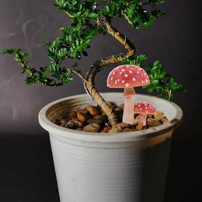 HANABASS Mini Mushroom Ornaments 3.93X2.36X2.36 Inch Resin Garden Figurine for Outdoor Yard Patio Plant Pot Decoration Fairy Garden Sculpture