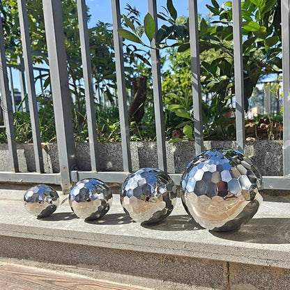 304 Stainless Steel Gazing Ball Sculptures Diamond Ball Decoration Mirror Hollow Decor Ball Reflective Garden Sphere Hollow Metal Ball Ornament Statues Gazing Globe for Home Garden (8 inch)