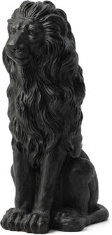 Glitzhome Guardian Sitting Lion Garden Statue MGO Outdoor Decoration, 27.75" H, Black