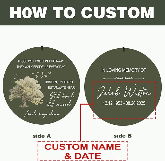 ASTARIN Custom Sympathy Wind Chimes for Loss of Loved One, Remembrance Gift for Loss Husband Wife, Windchimes in Memory of a Loved One, Gifts for Grieving Friends(Produced in USA)