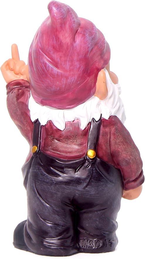 Funny Guy Mugs Middle Finger Indoor/Outdoor Gnome for Patio, Yard or Lawn - Funny Garden Gnome - Naughty Gnomes