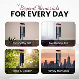 Memorial Wind Chimes for Outside - Aluminum Pipes & Pine wood Windchimes Outdoors - Sympathy Gifts for Loss of Loved One - Includes Letter from Heaven & Keepsake Keychain, Garden Decor - Black