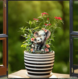 Garden Stake Decor, Acrylic 2D Flat Animal Statue, Fairy Sculptures Ornament Indoor Outdoor Yard Lawn Pot Plant Decorative Accessories (Small Elephant)