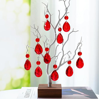 H&D HYALINE & DORA 3Inch Crystal Suncatcher Bauhinia Prisms Pendants 10Pcs Chandelier Crystals Replacement Hanging Sun Catcher Beads for DIY Arts Crafts Decor (Red)