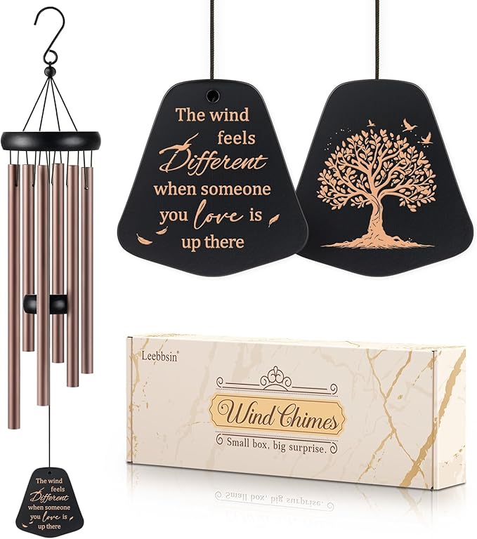 Leebbsin Loss of Loved One Gift, 25.5" Sympathy Wind Chimes, Memorial Gifts for Loss of Loved One, Mom, Dad, Wife, Husband, Child, Remembrance & Bereavement Gifts for Funreal, Outdoor