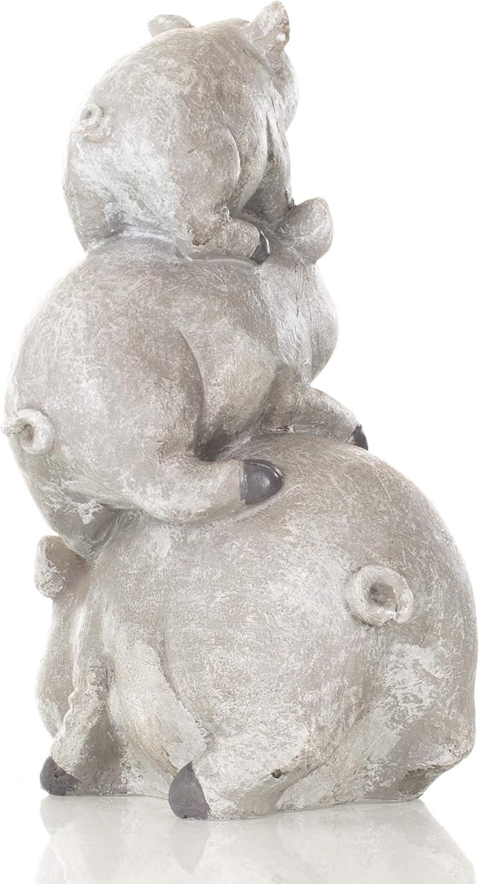 Garden items - 11658 Pigs Garden Statue, one Size, Light Gray