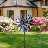 VEWOGARDEN Wind Spinners Outdoor, Metal Kinetic Wind Spinner with Flower Design for Yard Garden Lawn Decorations, Dark Blue