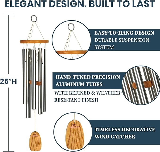 Woodstock Chimes Signature Collection, Chimes of Kyoto, 25'' World Music Wind Chimes for Outdoor, Patio, Home or Garden Décor (KWS)
