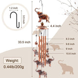 Wind Chimes Outdoor Clearance, Ukulork Elephants Aluminum Tube Windchime with S Hook,Patio Garden Decor, Housewarming Gift.