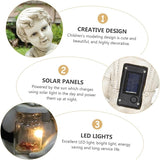 Resin Solar Sculpture with Jar Decor Outdoor Figurine Solar Powered Ornament for Flowerbed Statue for Parties and Lawn Decor
