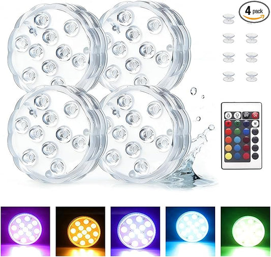 Submersible Led Battery Operated Spot Lights with Remote, Multi Color Changing Waterproof Light, 16 Colors 4 Modes Battery, for Pool, Pond, Party