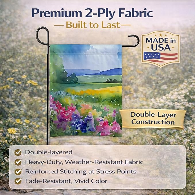 Caroline's Treasures Massachusetts Mayflowers in Watercolor Garden Flag Mailbox Flag Decorative Yard Flag Banner Outside Patio Artwork Yard Flower Beds, Garden Size, Multicolor