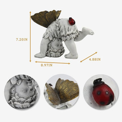 Suyorpe Fairies for Fairy Garden Solar Decor - Fairy Figurines Resin Outdoor Statues Ornaments with Light up Ladybug for Patio,Lawn,Yard,Porch,Outside Angel Gifts