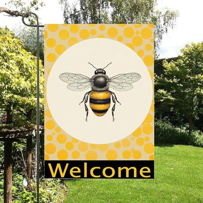Gkyygk Welcome Yellow Bee Garden Flag 12 x 18 Inch Double Sided Welcome Banners Farmhouse Holiday Outside Decor Burlap Yard Flag