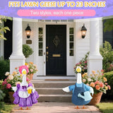 Abbylike 2 Set Spring Porch Goose Outfits Gardener Goose Clothes Purple and Blue for 23" Cement Plastic Geese with Flower Pot and Watering Can Summer Duck Costume for Patio Lawn Outdoor Patio Decor