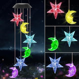 Solar Wind Chimes Outdoor Color Changing Hanging Waterproof Stars Lights Sun and Moon Decor Gifts for Mom Grandma Sister Powered Mobile for Outdoor Garden Patio Yard Window Indoor