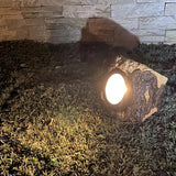 SHINEOFI Solar Walkway Lights and Solar Garden Lights Stump Shape Resin Landscape Lighting for Outdoor Patio Yard Décor Lawn Decorations