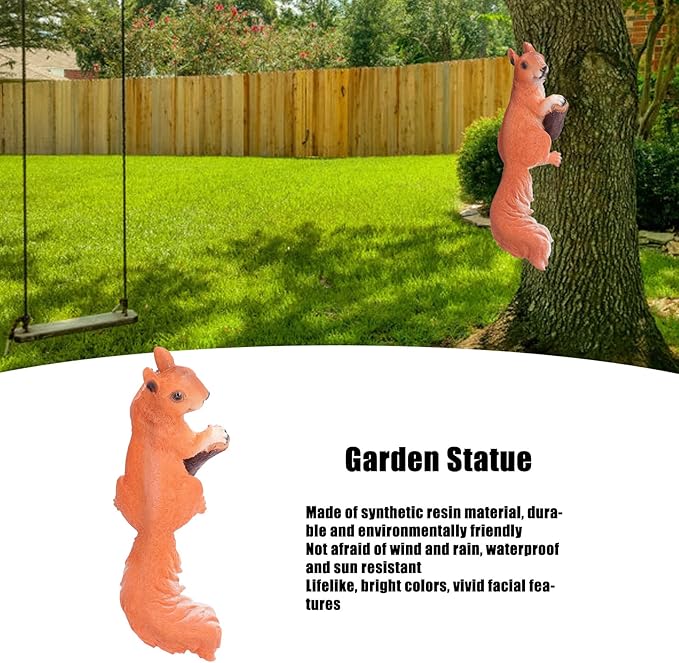 Animal Garden Sculpture Tree Ornament Lifelike Resins Courtyard Statue for Lawn Decor