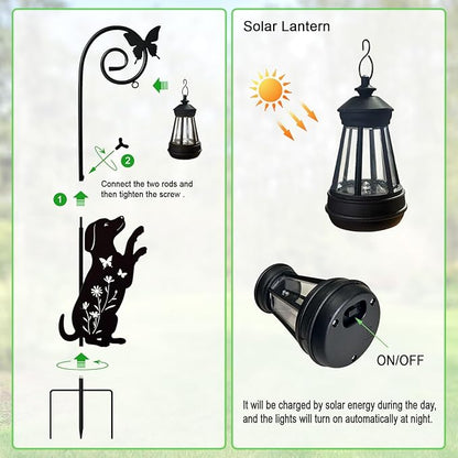 2 Pack Metal Beagle Dog and Cat Garden Stakes with Solar Lights Outdoor Decorative,Womens Gifts Unique,Garden Silhouette Animal Decor
