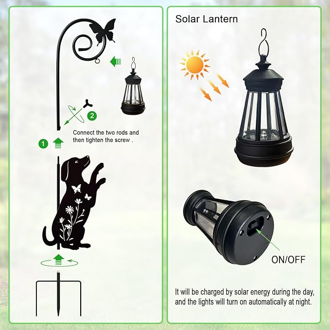 Metal Dog Stake with Solar Lights Outdoor Decorative,Beagle Lawn Ornaments,Womens Gifts Unique,Garden Silhouette Animal Decor