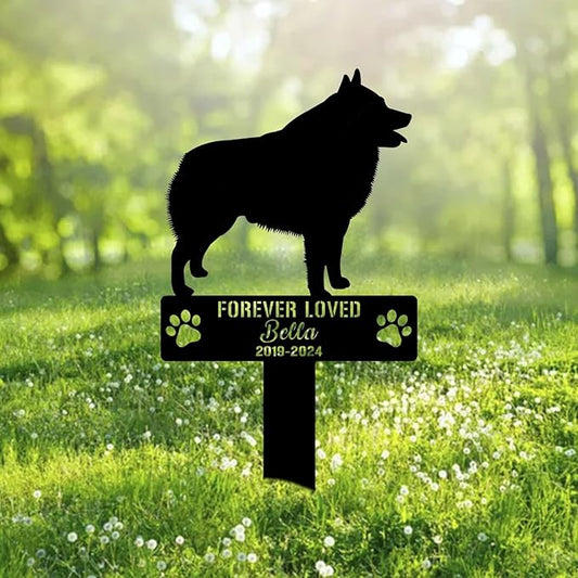 Custom Schipperke Dog Metal Memorial Garden Stake Personalized Pet Grave Marker Name Sign Remembrance Stake Decor Sympathy Dog Loss,Outdoor Statues for Yard Garden Lawn Patio Pathway Grave.