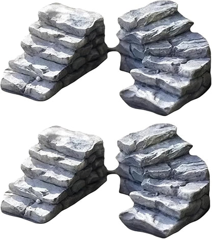 4Pcs Miniature Garden Bridge and Stone Steps, Resin Fairy Garden Decor, Bonsai Ornament