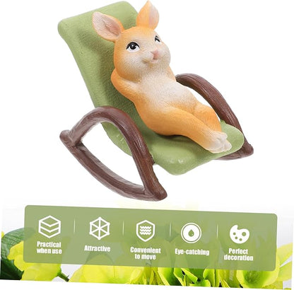 Milisten Statue Sculpture Lifelike Resin Figurine Rocking Chair for Indoor and Outdoor Decoration for and Office Shelves