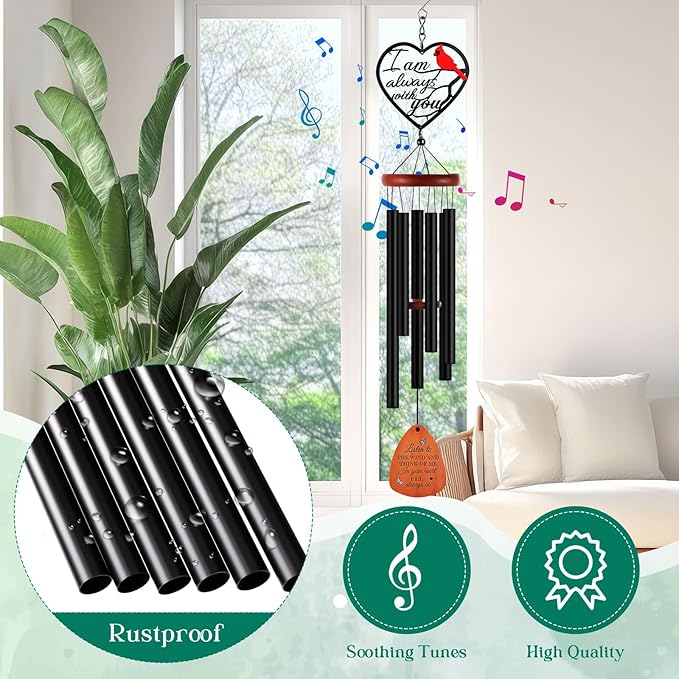 Kathfly Cardinal Wind Chimes for Loss of Loved One, 28" Memorial Wind Chimes for Outside, Sympathy Bereavement Condolence Funeral Windchime Bereavement Condolence Funeral Gifts for Loss of Loved One