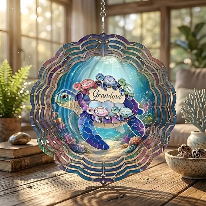 Personalized Mother's Day Wind Spinner for Mom Grandma, Mama Grandma Gifts Mothers Day Christmas, Floral Garden Decor Gift, Outdoor Yard Hanging Ornament 3
