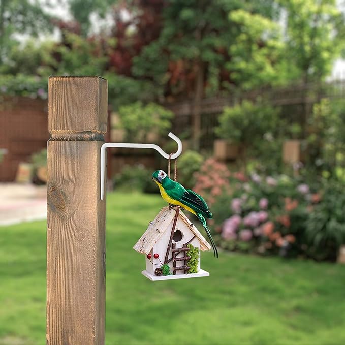 MrMrKura 2 Pack 6 Inch Hanging Plant Bracket, Metal Plant Hangers, Wall Mount Planter Hooks for Bird Feeder Hanger/Lanterns/Wind Chimes (White)