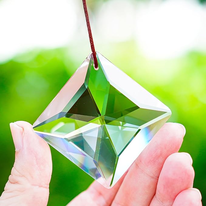 50mm Hanging Faceted Crystals Suncatcher Ornament Window Prisms Rainbow Maker Chandelier Crystal Pendant(Square)