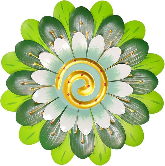 Metal Flowers Wall Decor Indoor Outdoor Metal Wall Art for Home Farmhouse Living Room Bedroom Bathroom Garden Decorations - Green
