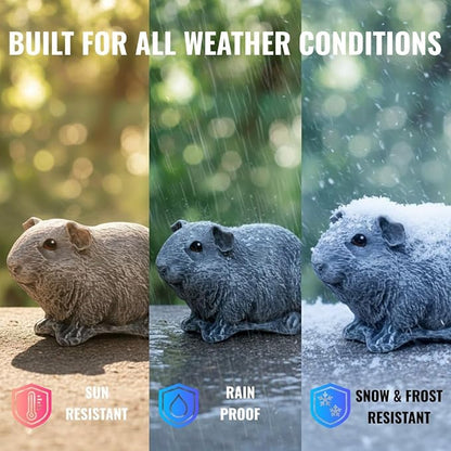 OLOMA Guinea Pig Lawn Accent Statue Solid Concrete Animal Art with Protective Resin Surface All Season Weatherproof Outdoor Indoor Decor for Home Yard Patio Lawn Shelf Display