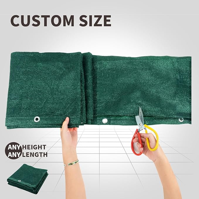 LOVE STORY Custom Size 3'x18' Dark Green Balcony Privacy Screen,UV Block Privacy Fence Screen,90% Shield for Outdoor Pool Garden Apartment Railing