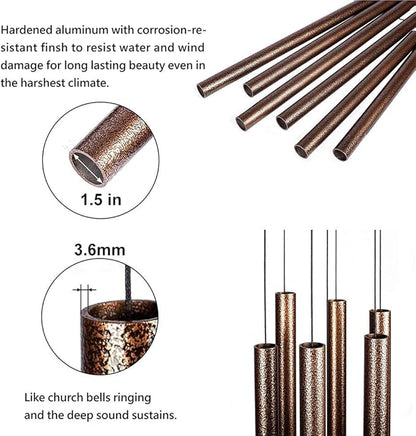 50 Inch Aluminum Wind Chimes Large Outdoor Memorial Hanging Wind Chime with Deep Church Bell Sound Heavy Duty 3.6mm Thick Tubes for Garden Porch, Patio Yard and Home Decor Taiwan Made