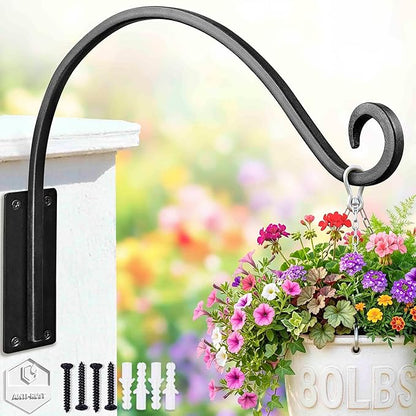 Qiang Ni Heavy-Duty Plant Hanger - 16 Inch 80lbs Metal Wall Mount Plant Bracket for Indoor Outdoor Hanging Bird Feeders, Flower Baskets, Lanterns