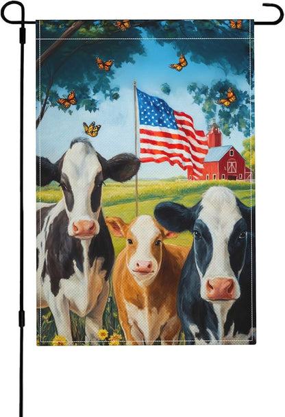 Cow Print Garden Flag Seasonal Double Sided 12 x 18 Inch Small Yard Flag for Indoor Outdoor Decor Holiday All Seasons