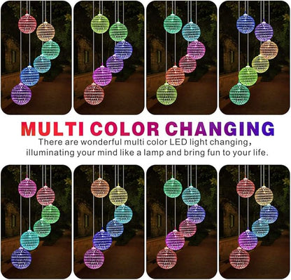 Idefair Solar Wind Chimes, Mobile Hanging LED Light Color Changing Wind Chime Birthday Gift for Mom Mother Laddies and Garden Patio Yard Decoration (Ball)