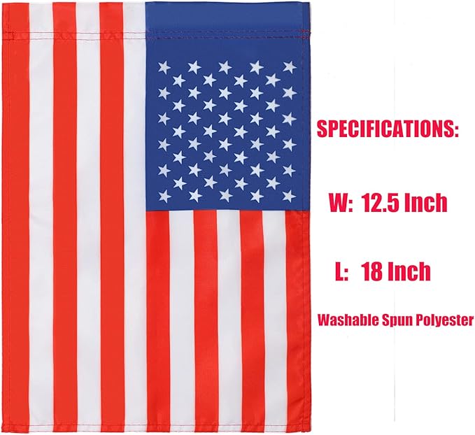 2 PACK Freefy American Garden Flag 12 x 18 Inch,Patriotic Double Sided Polyester Printed Flag,USA ResidentialYard|Garden Decor,American Flag Garden Flag