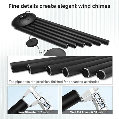 45" Large Wind Chimes for Outside, 6 Thick and Bold Aluminum Tubes Tuned Relaxing Melody Wind Chime Deep Tone, Big Wind Chimes for Garden Patio Decor, Great Gift Idea for Mother's Day (Black)