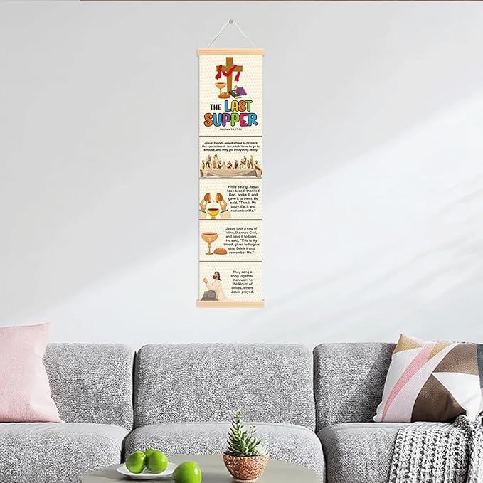 The Last Supper Banner, Church Banner, Christian Rustic Hanging Door Flag, Farmhouse Decorations Outdoor Indoor, Church Activity Decor, Bible Lesson, Scripture and Words Decorations